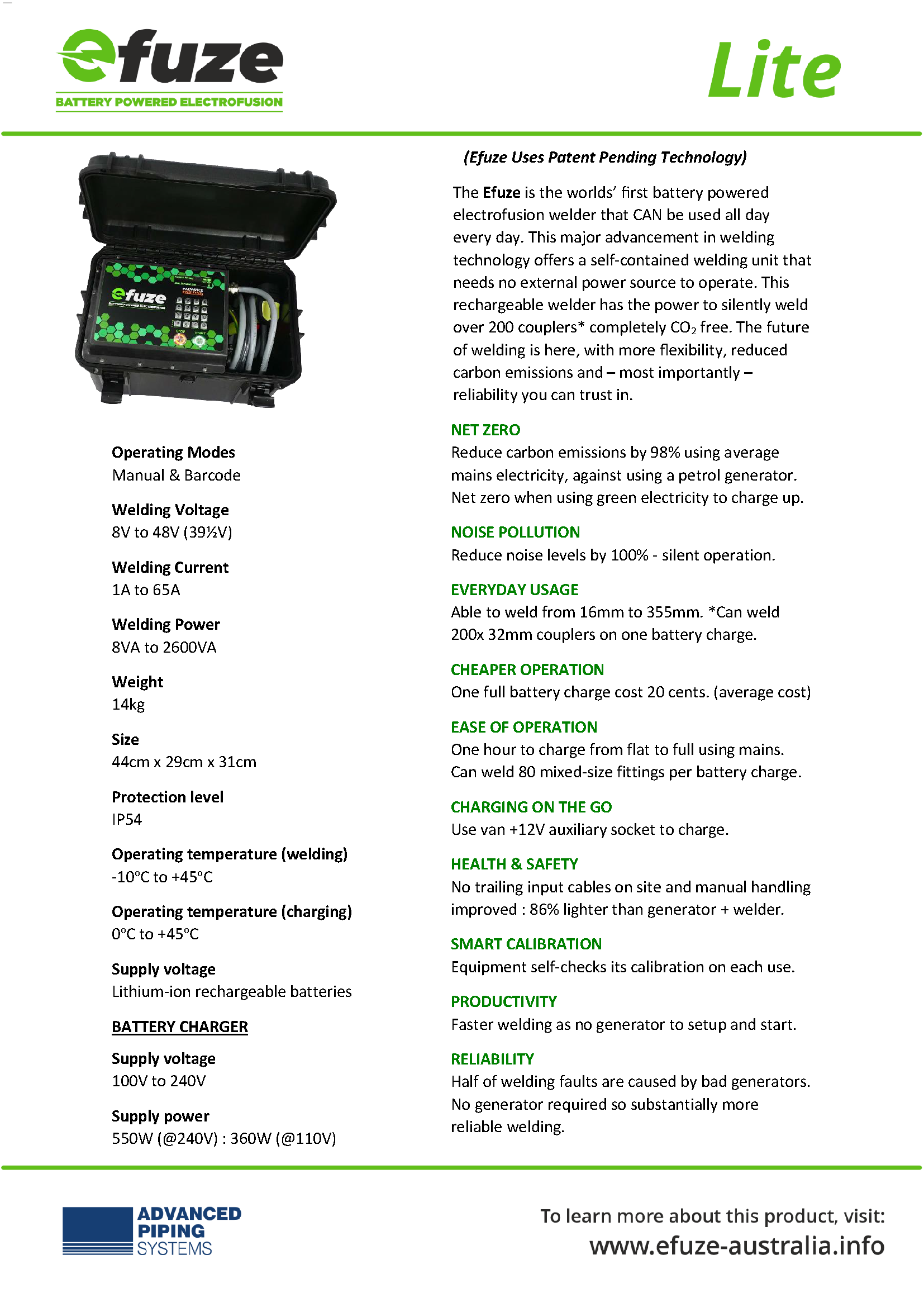 Efuze Lite Lithium Powered Electrofusion Machine