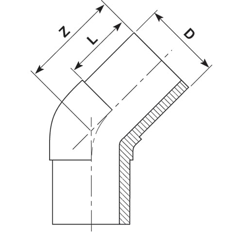 Moulded Long Spigot 45 degree Elbow